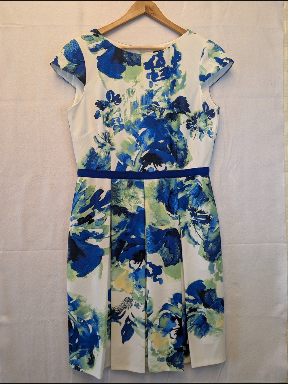 Alex Marie White Dress with Blue and Green Floral Print